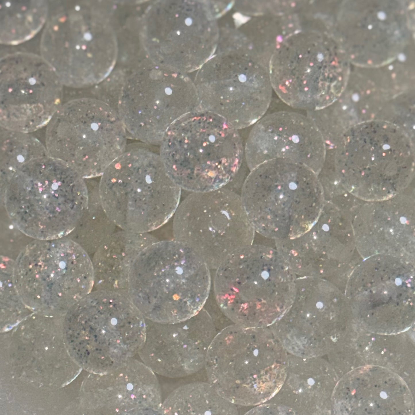 Iridescent Glitter Clear 16mm Resin Bead