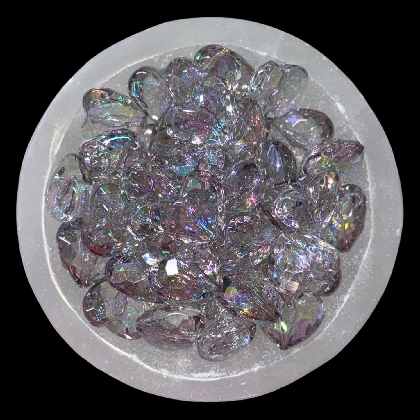 UV Grey 3D Hex Heart Clear 30mm Acrylic Bead
