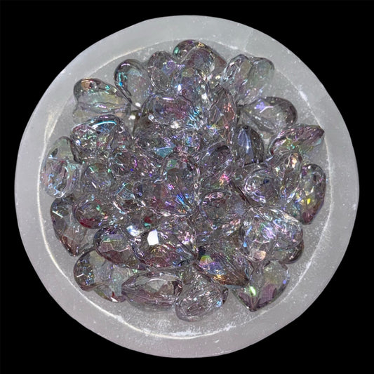 UV Grey 3D Hex Heart Clear 30mm Acrylic Bead