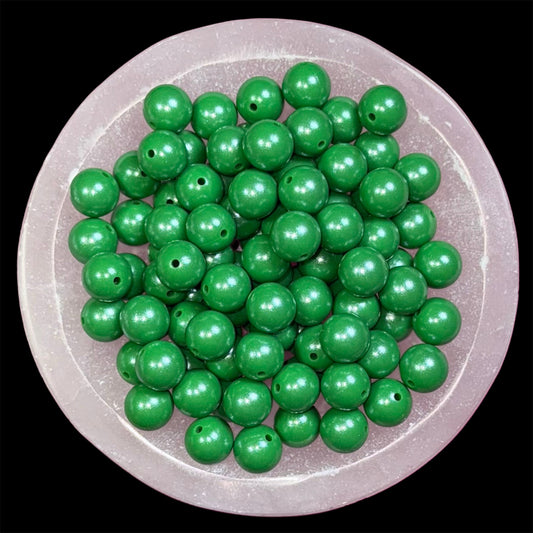 Dark Green Shimmer Silicone 15mm Bead