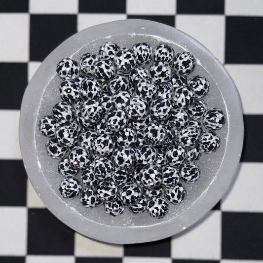 #51 Jelly B/W Cow Print Rhinestone Acrylic Bead (1 Count)