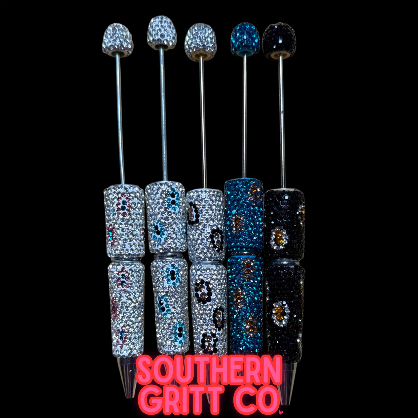 Fancy Cheetah Rhinestone Beadable Pens (5 colors)