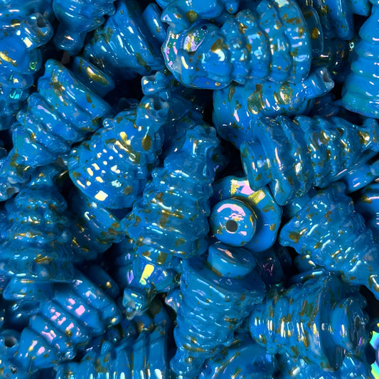 "Blue" Gold Painted Christmas Tree 22mm Bead