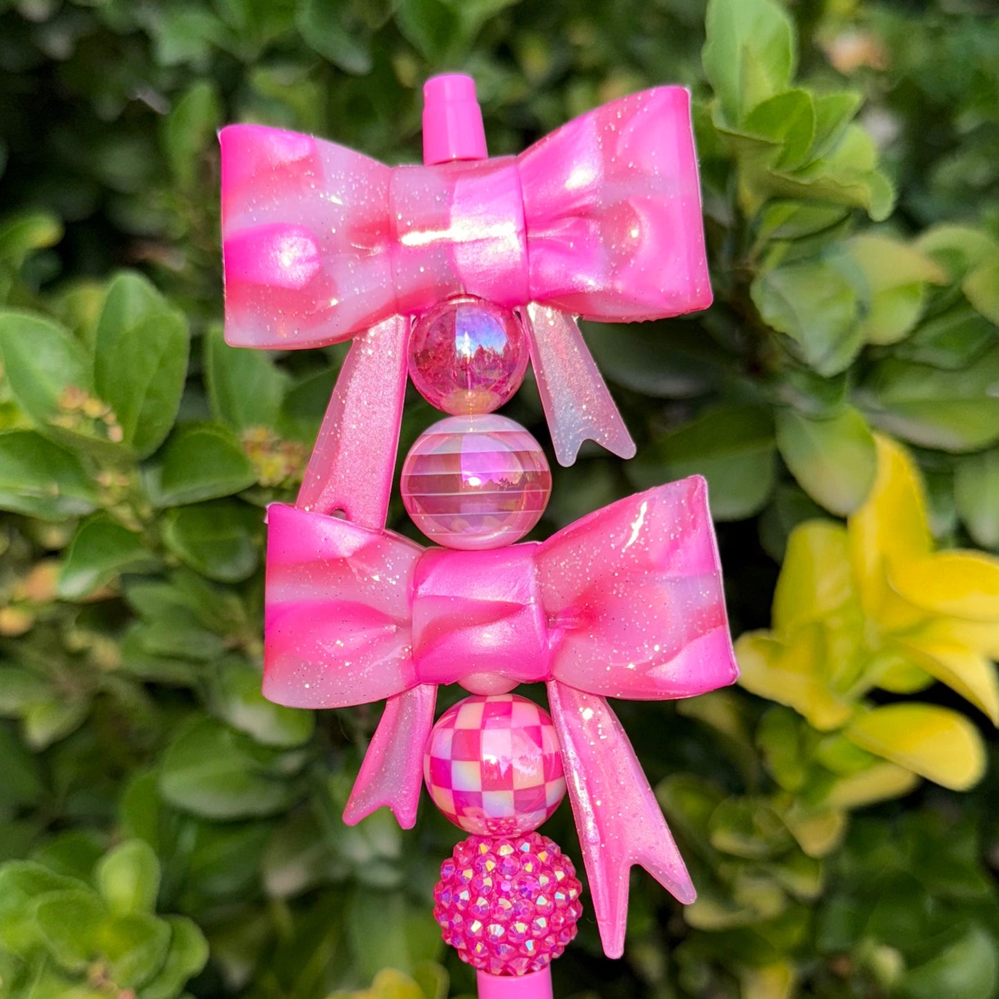 Shiny Pink Galaxy - 3D Bow Topper Bead