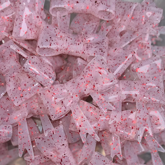 Clear Jelly, Red Flake - Shiny 3D Bow Focal Bead