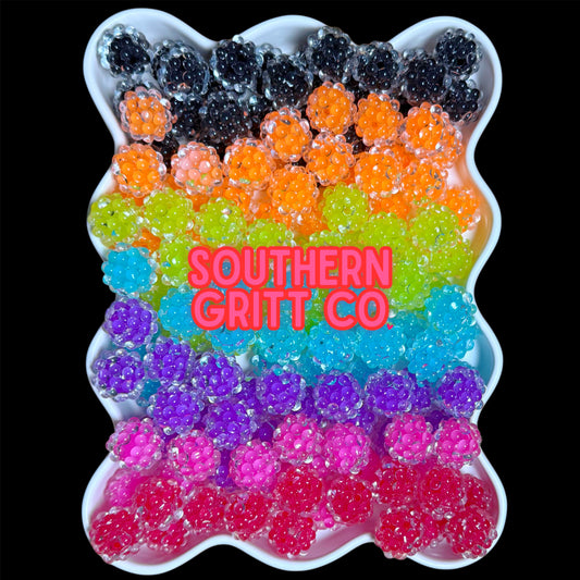 Glass Neon Bubble Rhinestone 20mm Beads (7 colors)