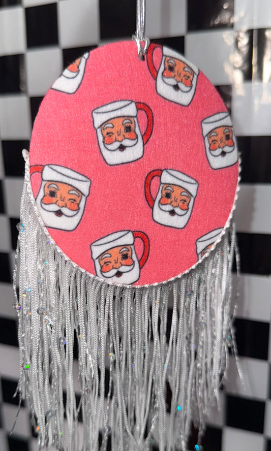 Vintage Mini Santa Mug Felt Freshie