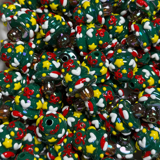 Painted Bubble Christmas Tree 22mm Bead
