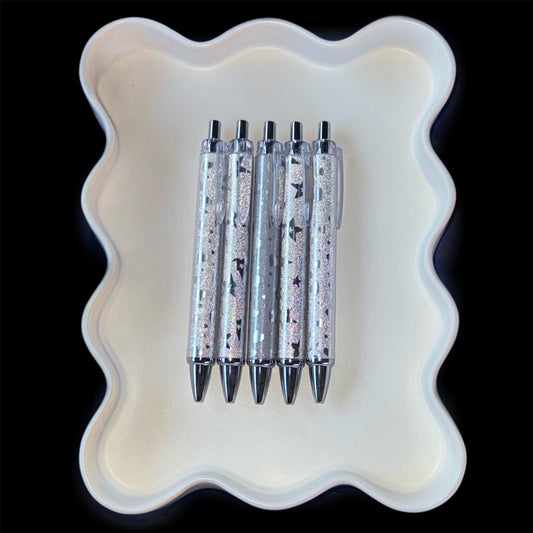 Silver Metallic Star or Heart Click Pens