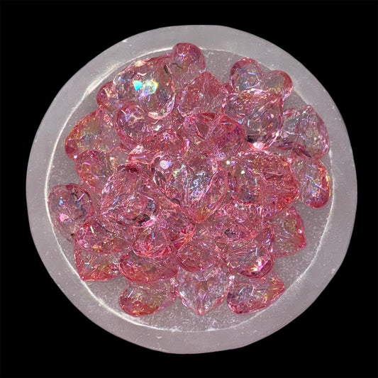 UV Pink 3D Hex Heart Clear 30mm Acrylic Bead