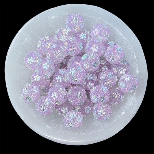 Lilac Floral Rhinestone Acrylic Bead (1 Count)