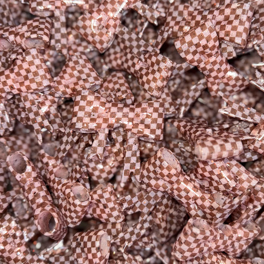 Brown Foil, Brown Checkered - 3D Bow Topper Bead {SGC Exclusive}