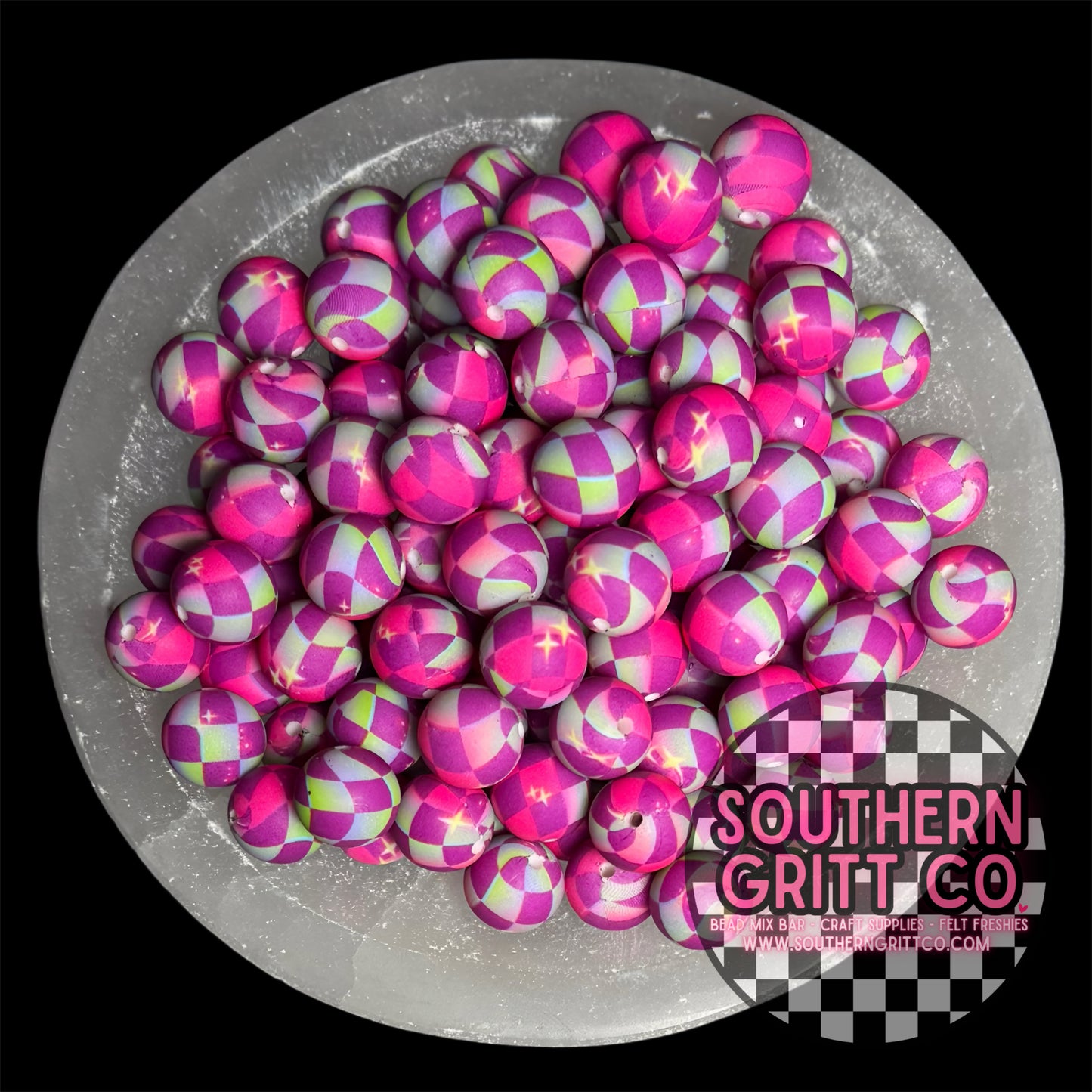 Galactic Checkered Printed Silicone 15mm Printed Bead *SGC EXCLUSIVE*