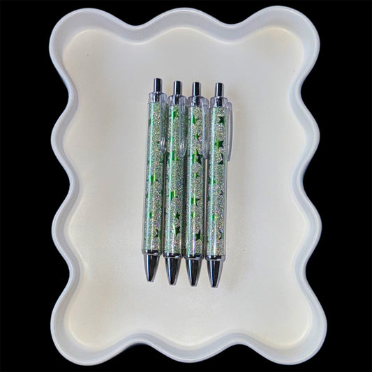 Green Mint Star Metallic Click Pens