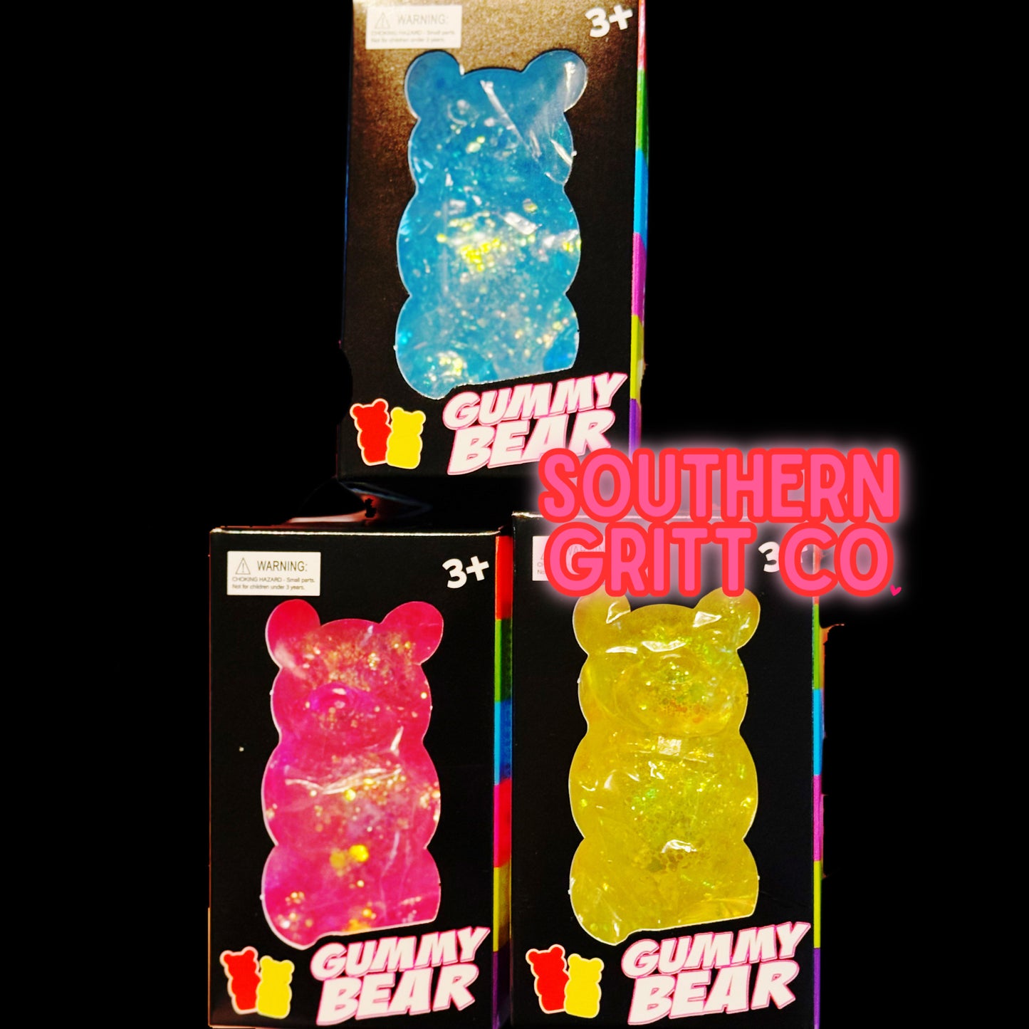 Neon Glitter Bear - Jelly Squish Toy (3 colors)