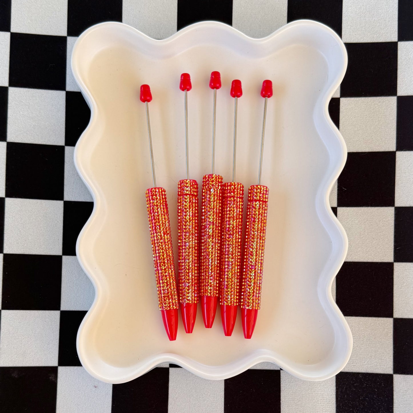 "Red" New Rhinestone Bead-able Pens
