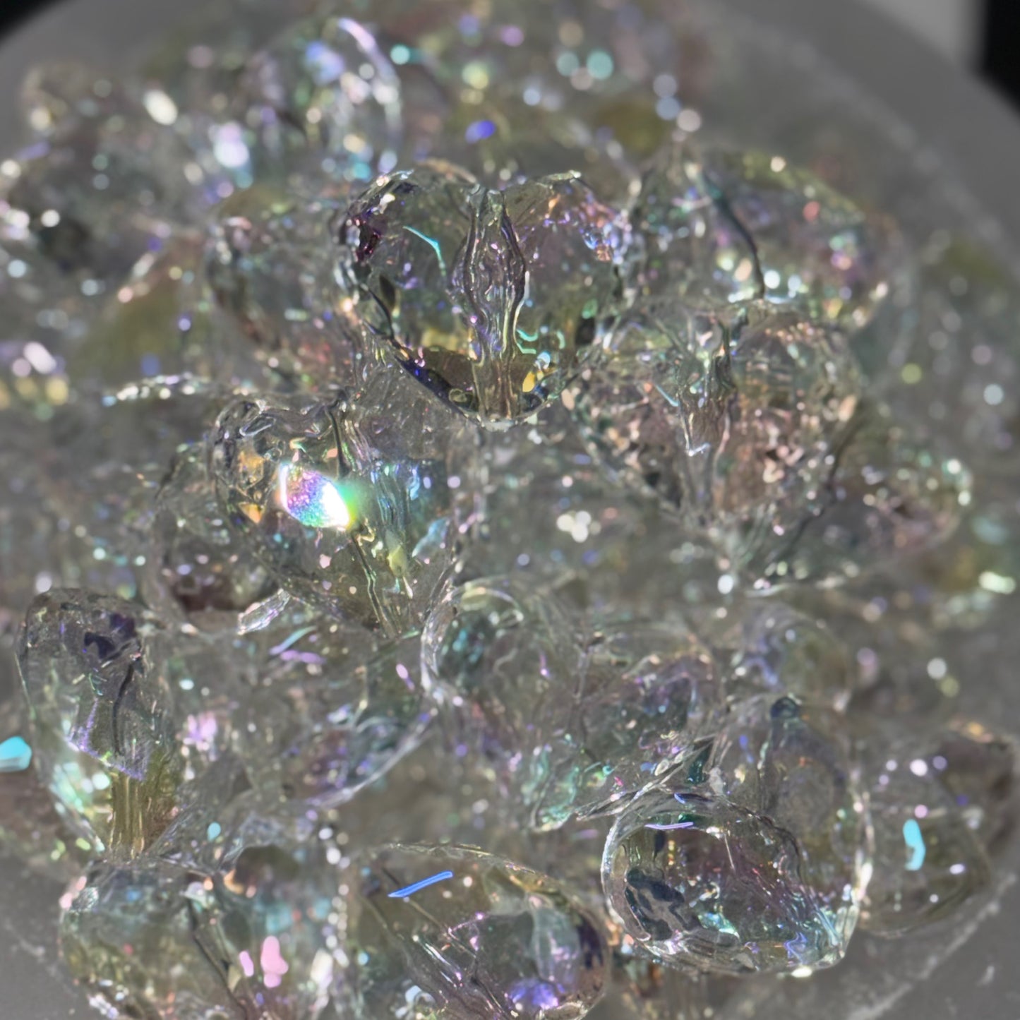 UV 3D Hex Heart Clear 30mm Acrylic Bead