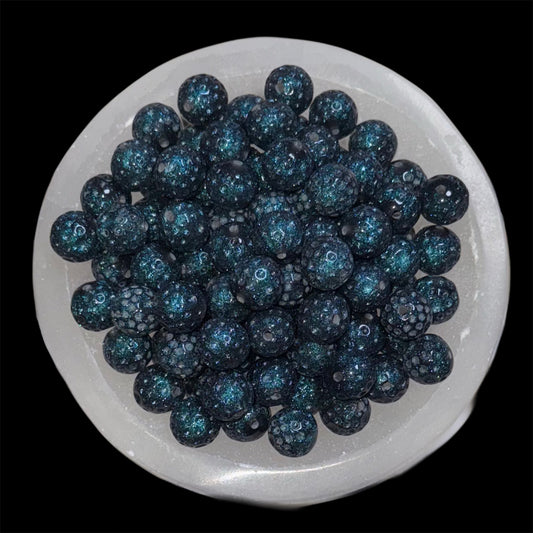 Iridescent Blue Moon Crest 16mm Resin Bead