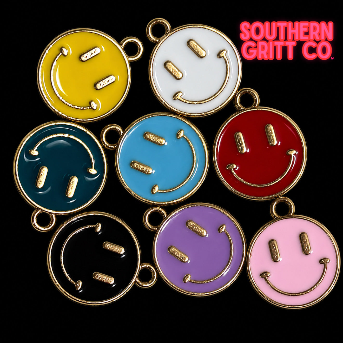 Gold Smiley Charm 3/16" (8 colors)