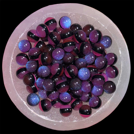 Pink/Purple Cateye Glitter Split 16mm Resin Bead