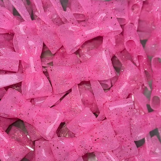Pink Jelly Pink Flake - Shiny 3D Bow Focal Bead
