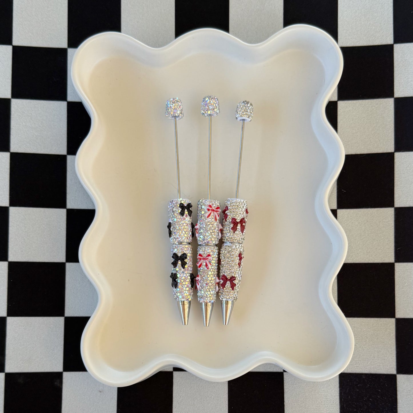 Fancy Bow Rhinestone Beadable Pens