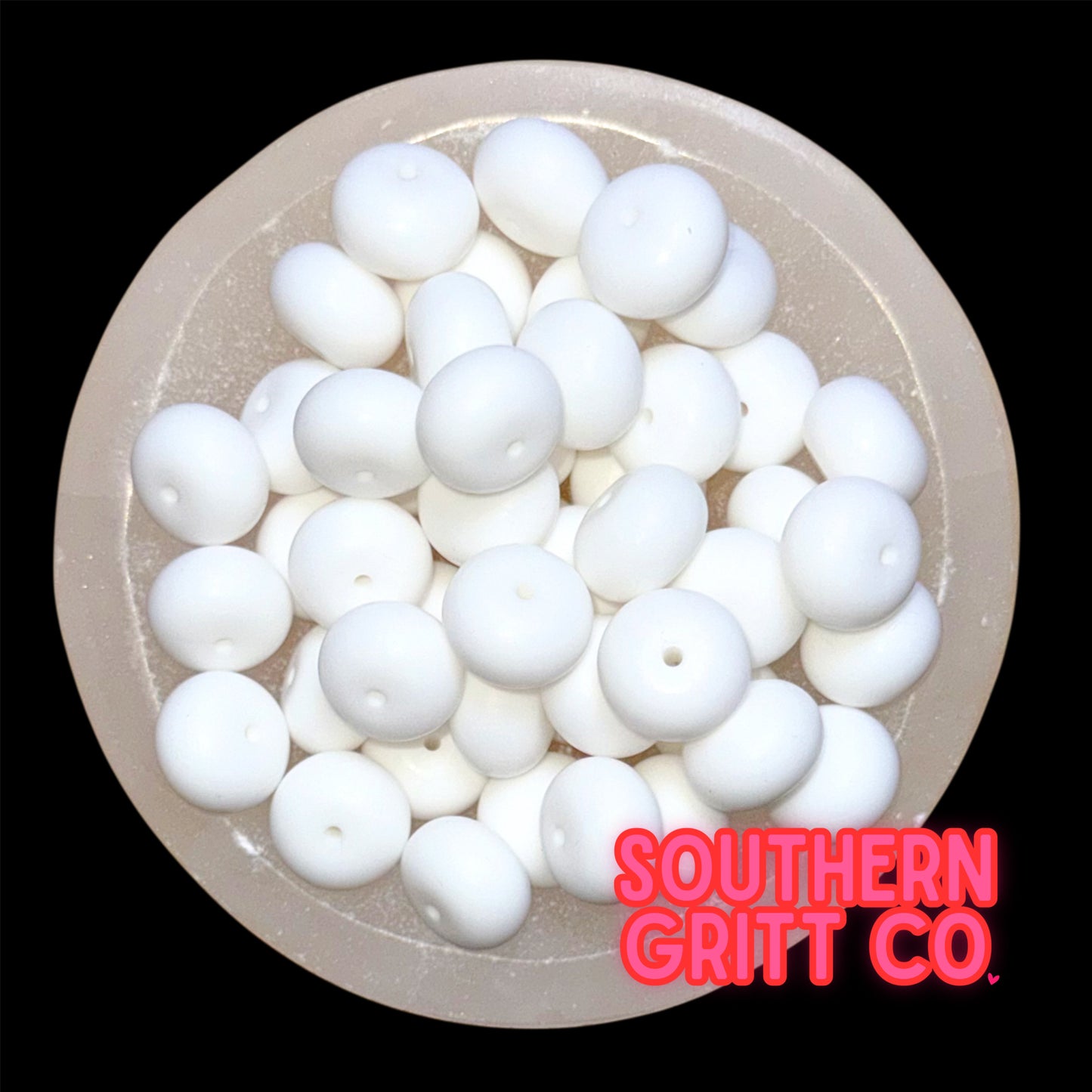White Silicone 30mm Abacus Bead