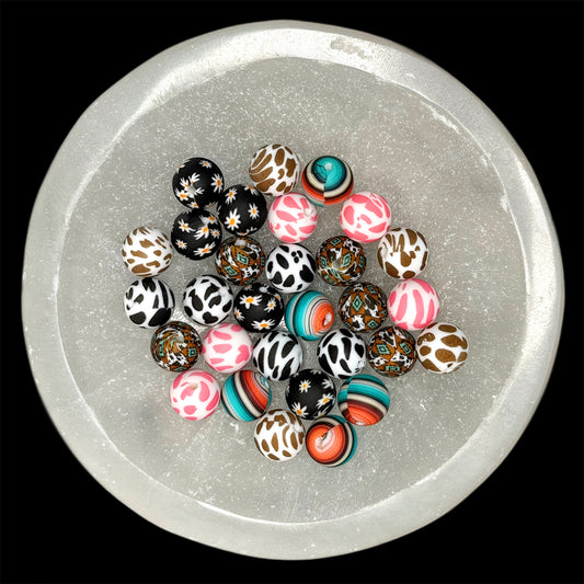 Western Mix #1 Silicone 15mm Printed Bead