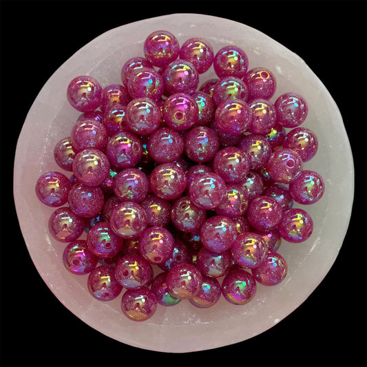 UV Glitter Barb Pink 16mm Resin Bead