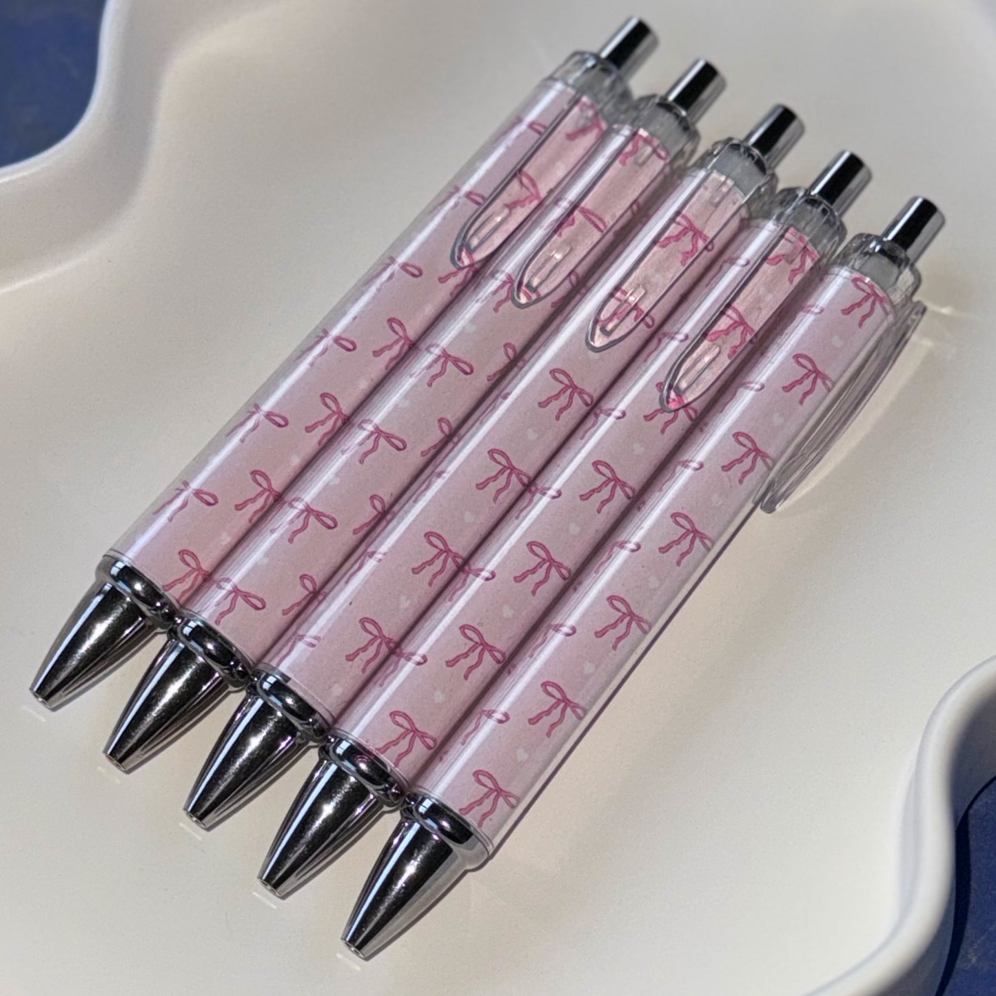 Pink Bow Click Pens