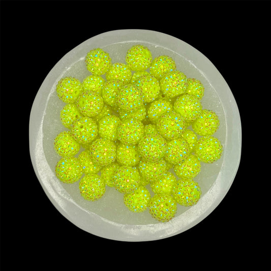 "AB Neon Yellow" Rhinestone Acrylic Bead (1 Count)