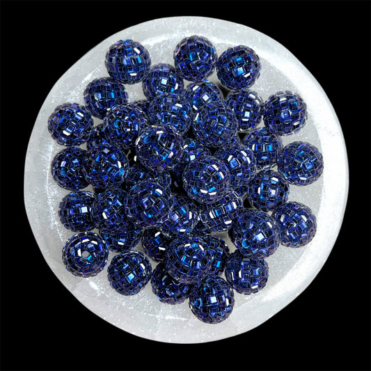 "Navy" Glass Disco Ball 20mm Clay Bead