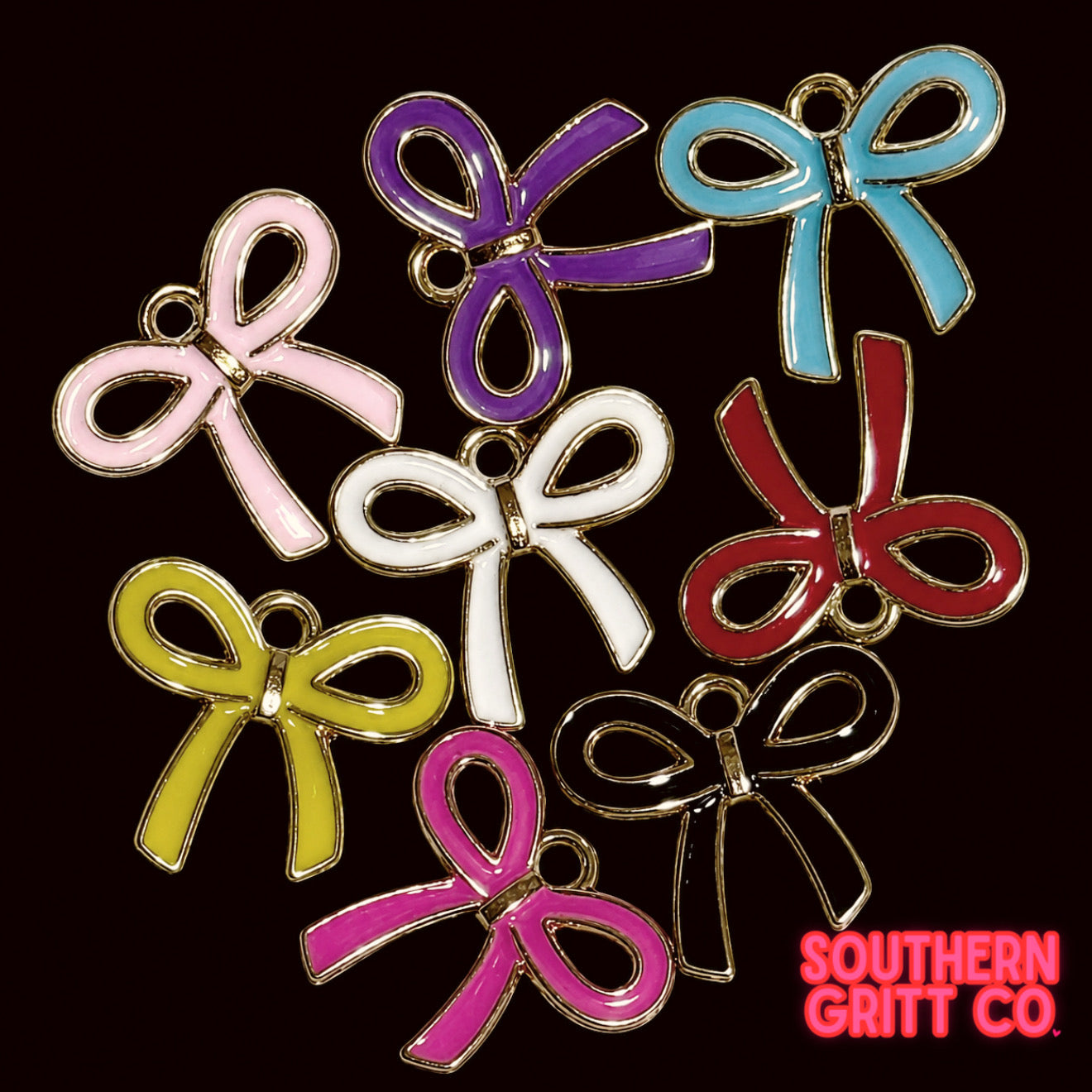 Gold Bow Charm .5" (8 colors)
