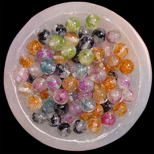 Mixed Foil Glitter 16mm Resin Bead