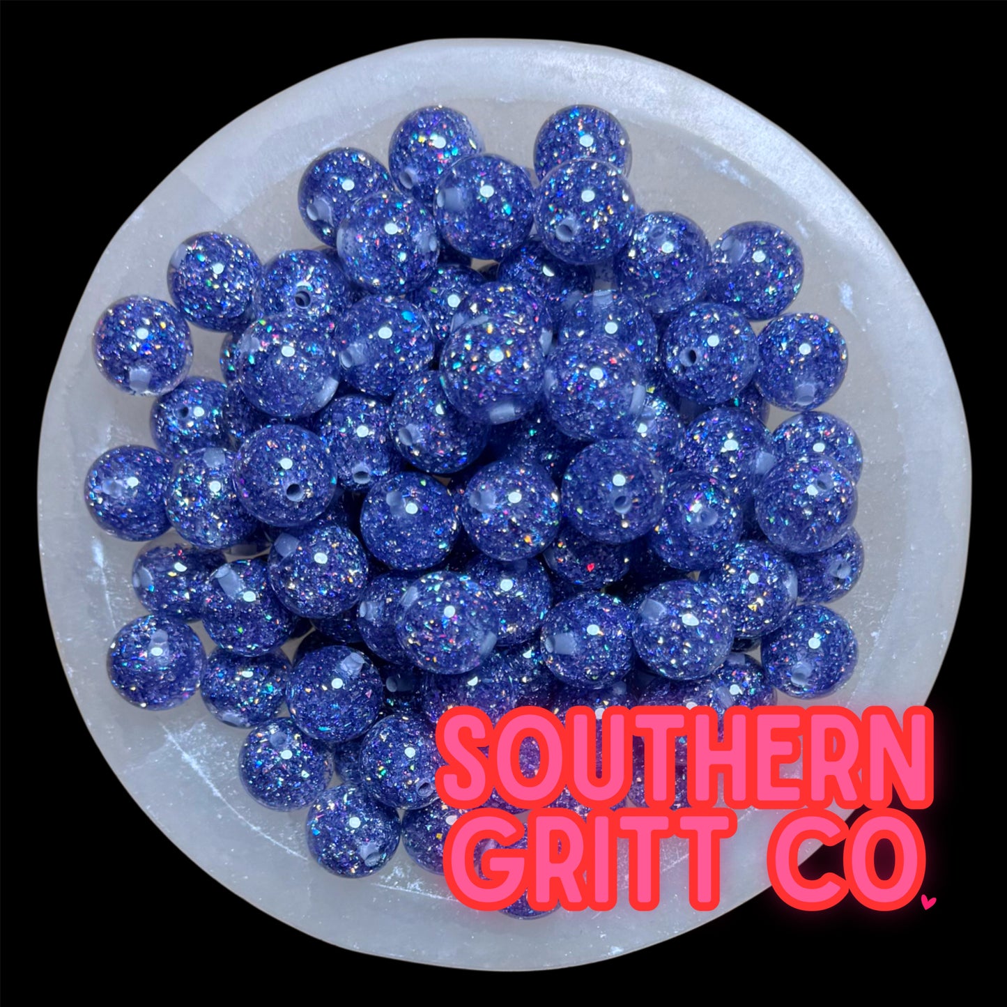 Royal Blue Glitter Flake 16mm Resin Bead