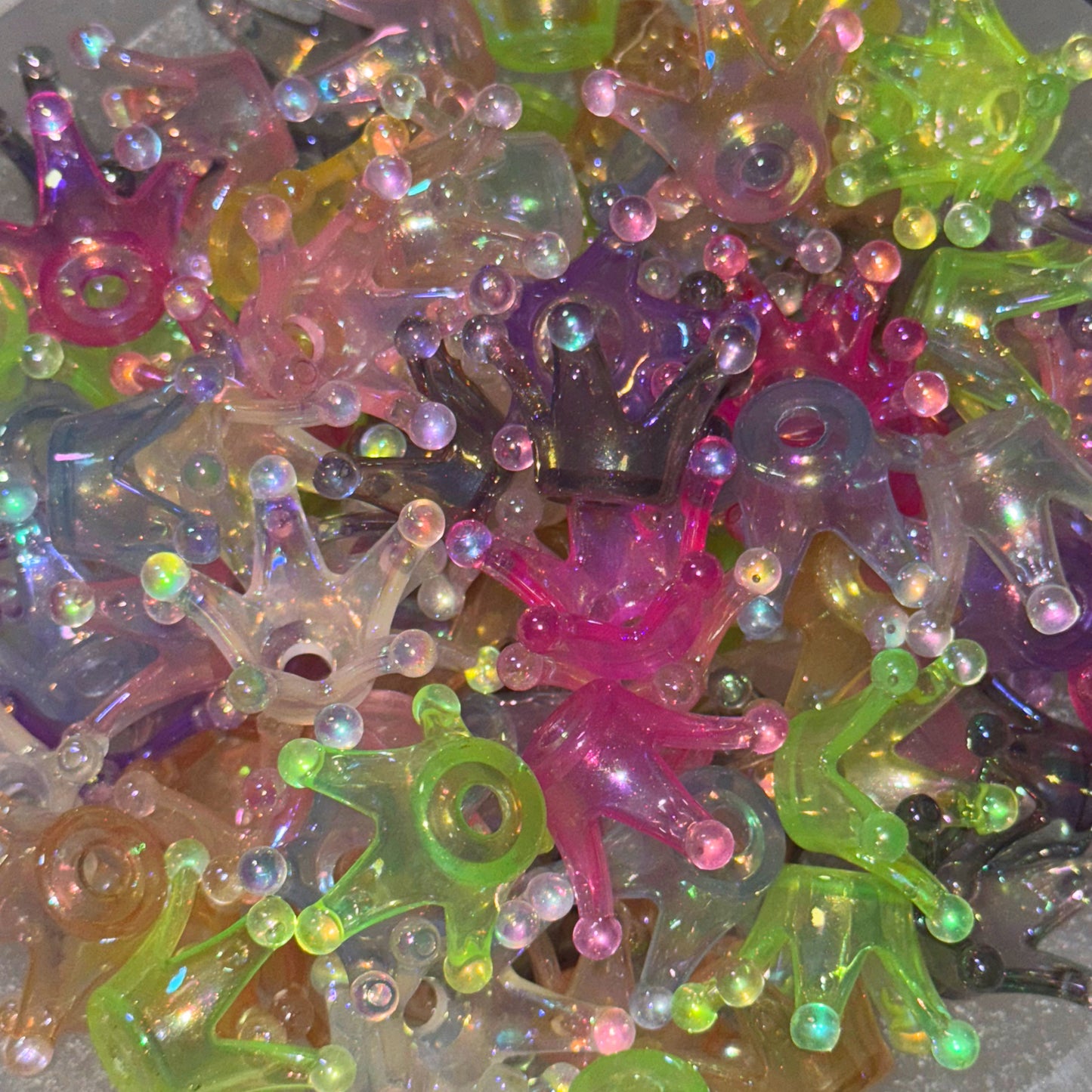 Crown Iridescent Jelly Mix 25mm Acrylic Bead (5ct)