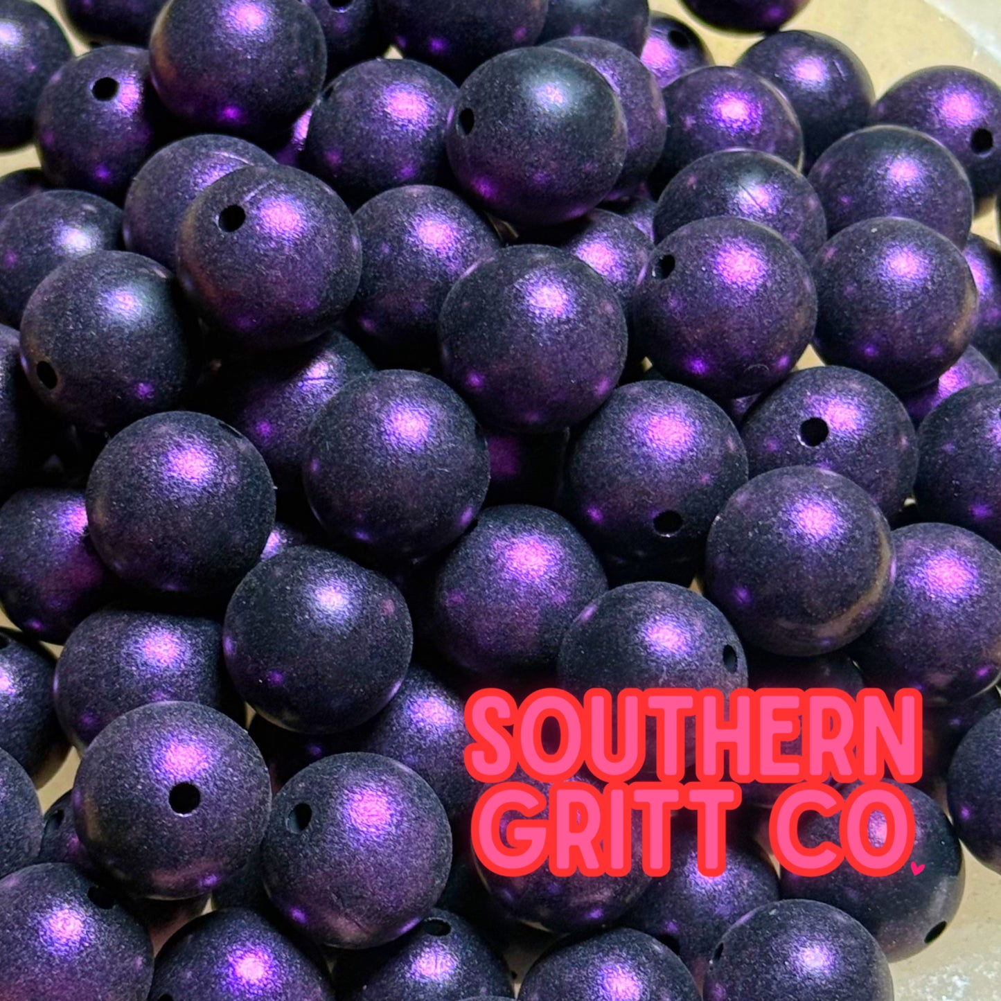Plum Shimmer 15mm Silicone Bead