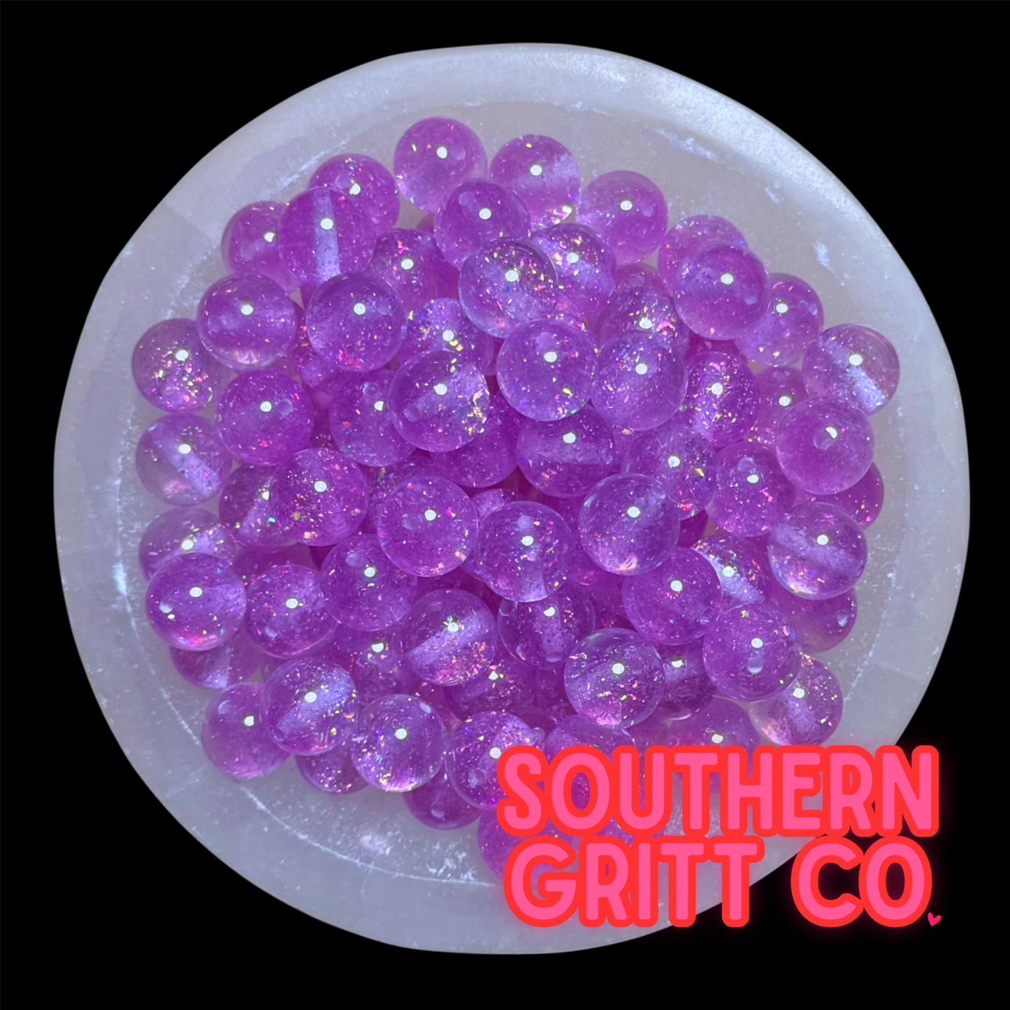 Electric Purple Iridescent Glitter 16mm Resin Bead
