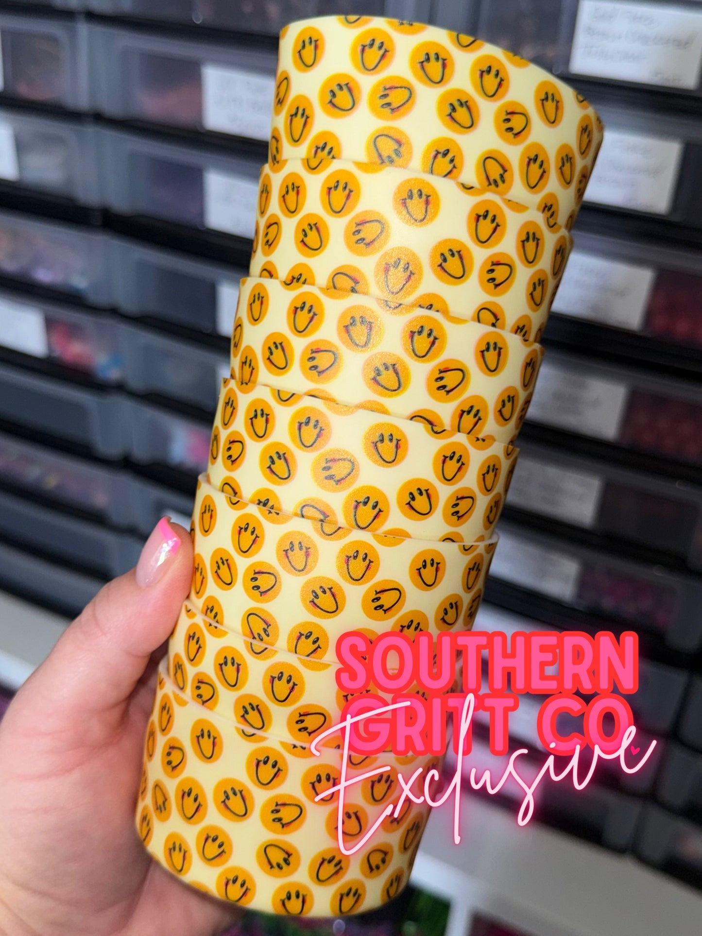 Yellow Smiley Printed Tumbler Boot