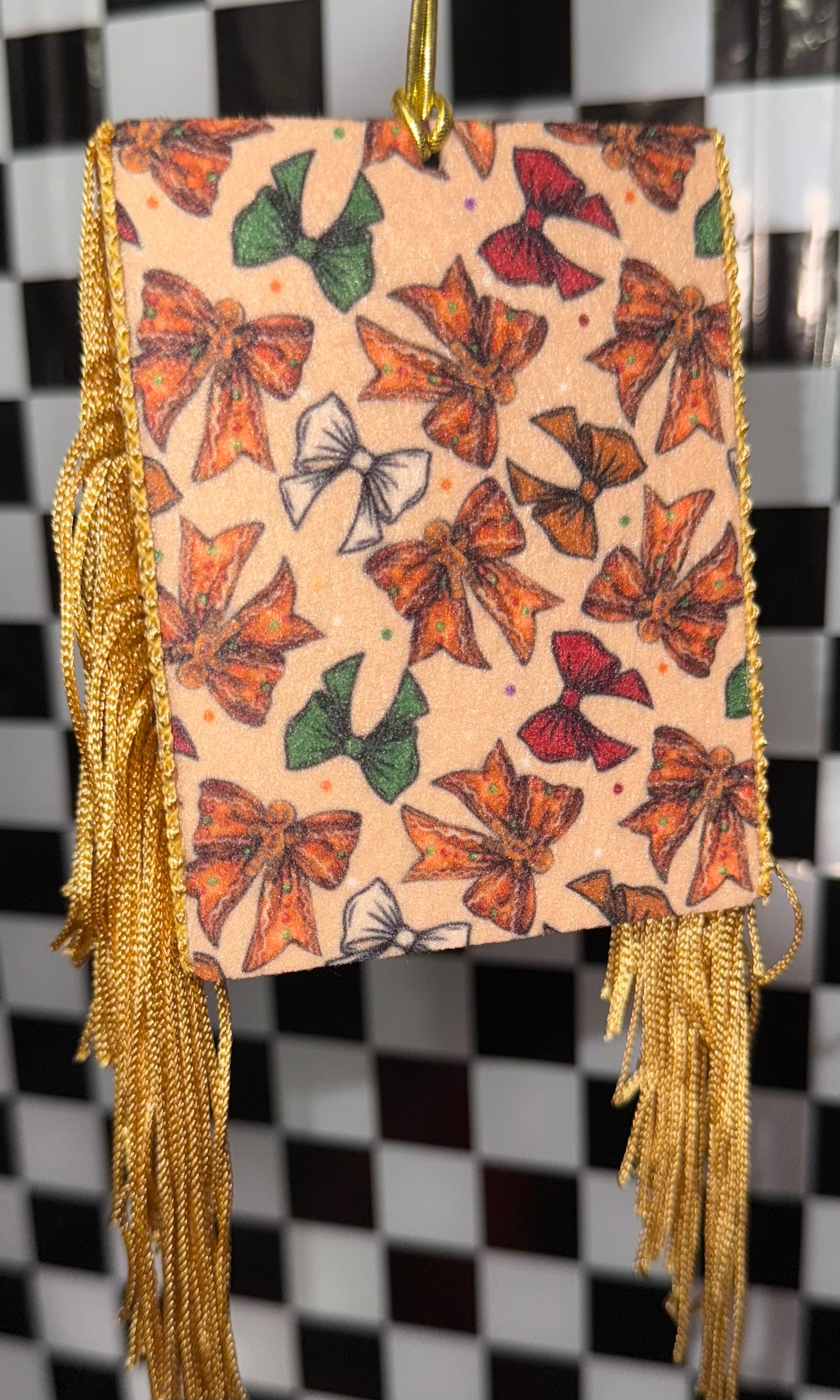 Gingerbread Bow Felt Freshie