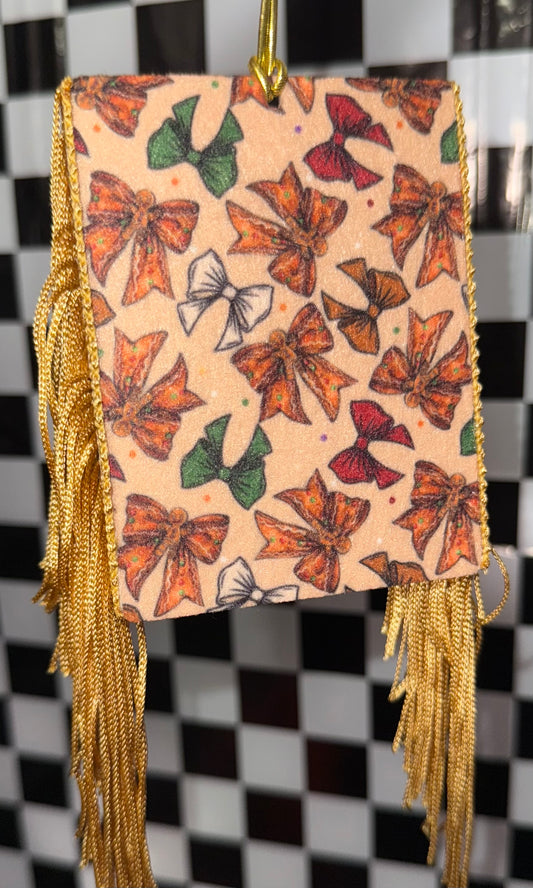 Gingerbread Bow Felt Freshie