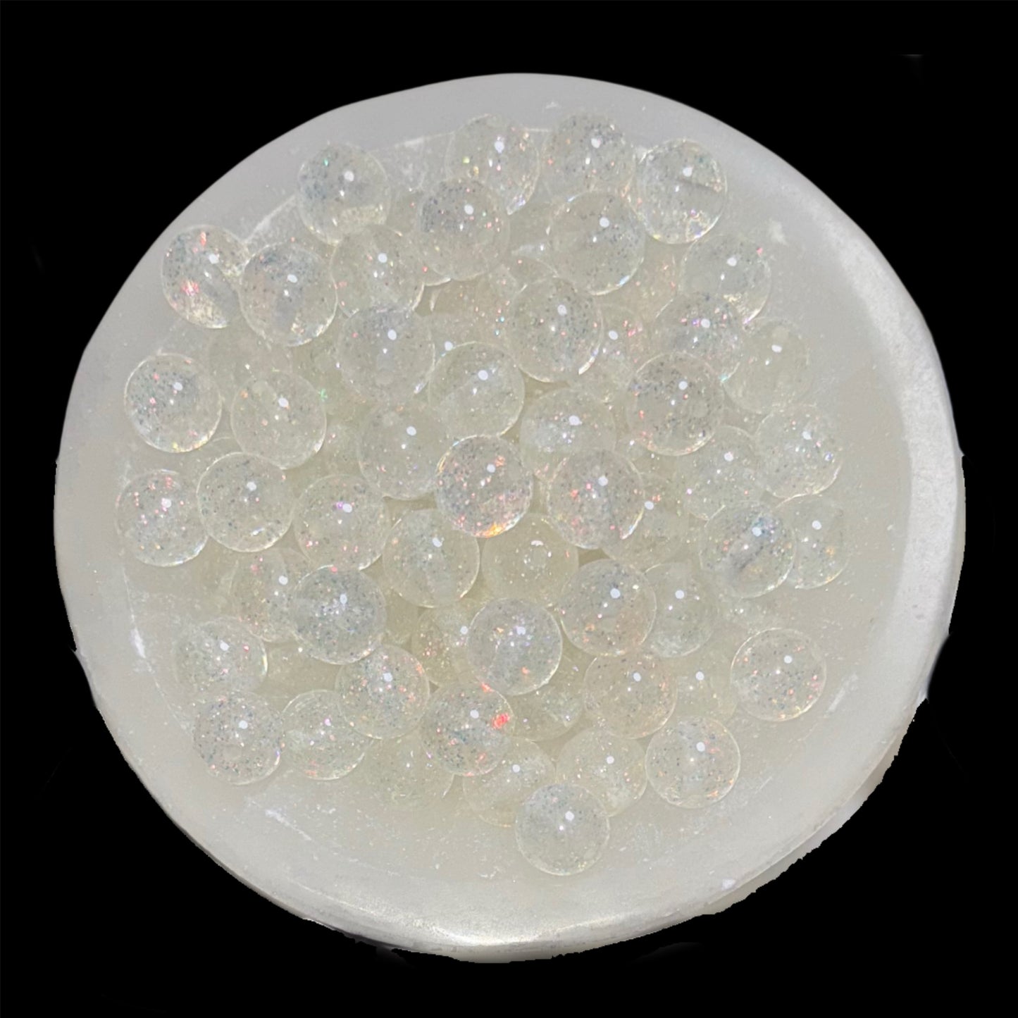 Iridescent Glitter Clear 16mm Resin Bead