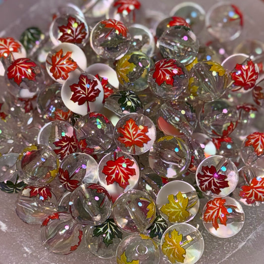 Clear Fall Leaf Mix 16mm Acrylic Bead