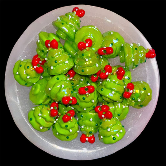 Green Painted Bubble Christmas Tree 25mm Bead