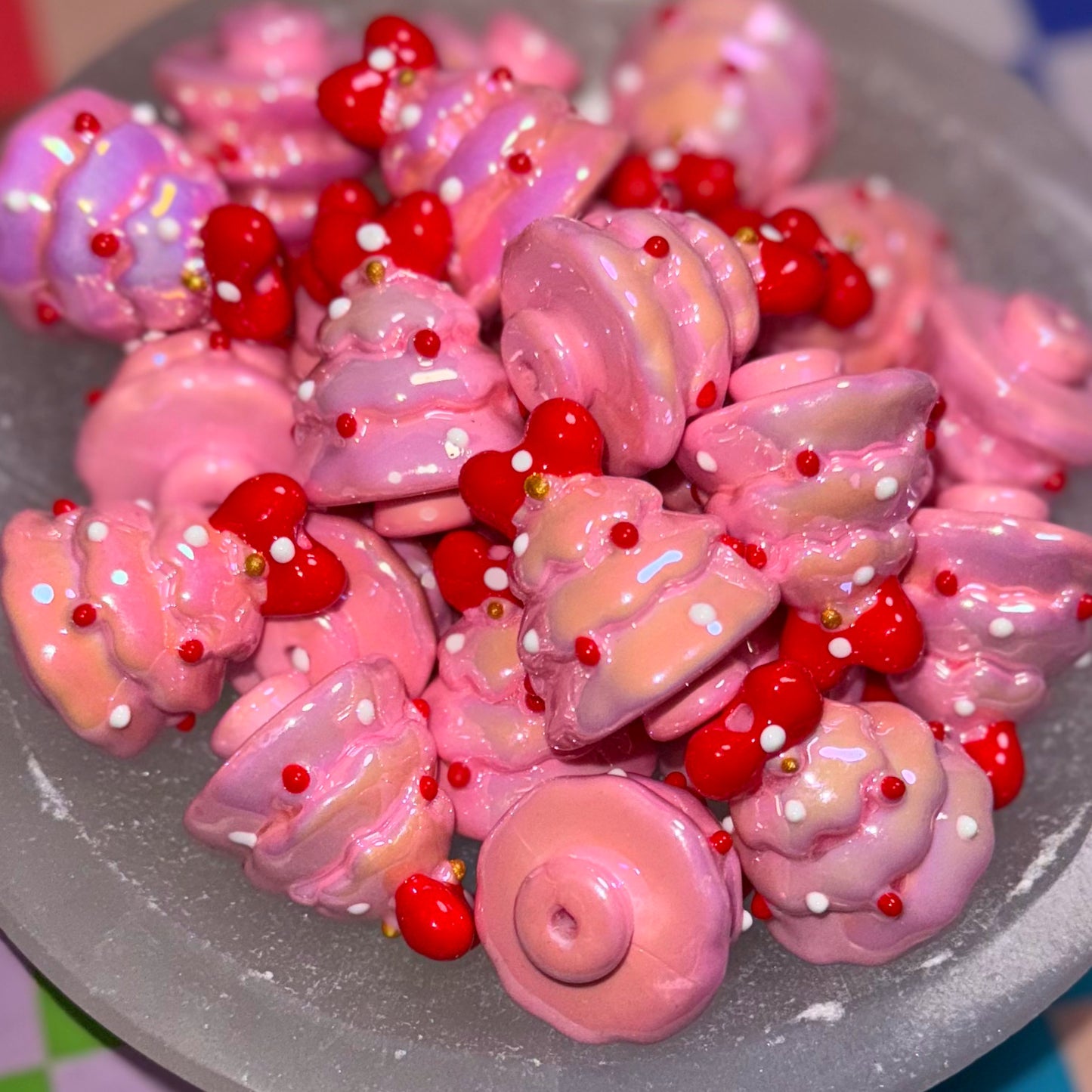 Pink Painted Bubble Christmas Tree 25mm Bead