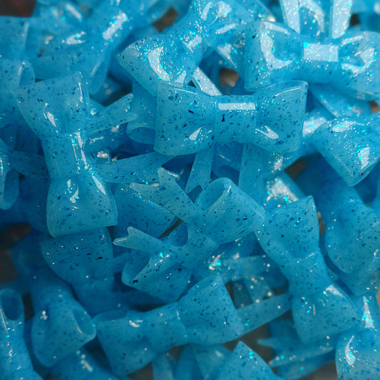 Blue Jelly, Blue Flake - Shiny 3D Bow Focal Bead