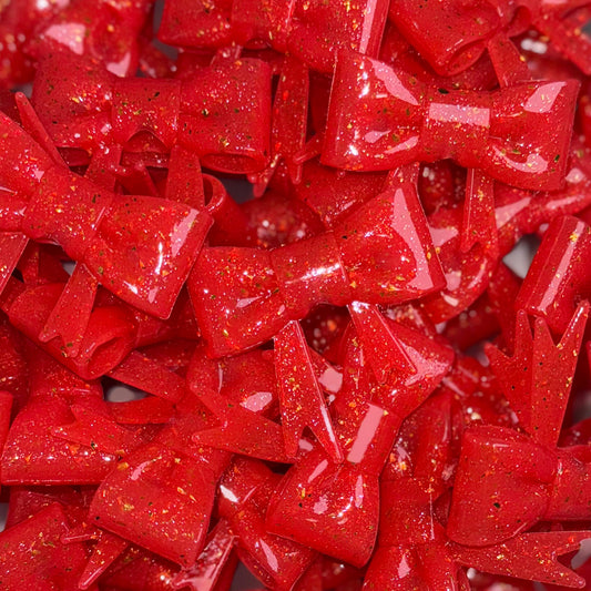 Red Jelly, Gold Flake - Shiny 3D Bow Focal Bead