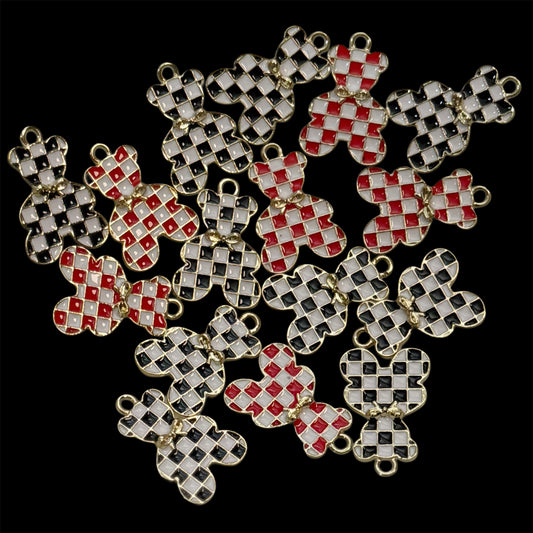 Gold 1" Checkered Bear Charm