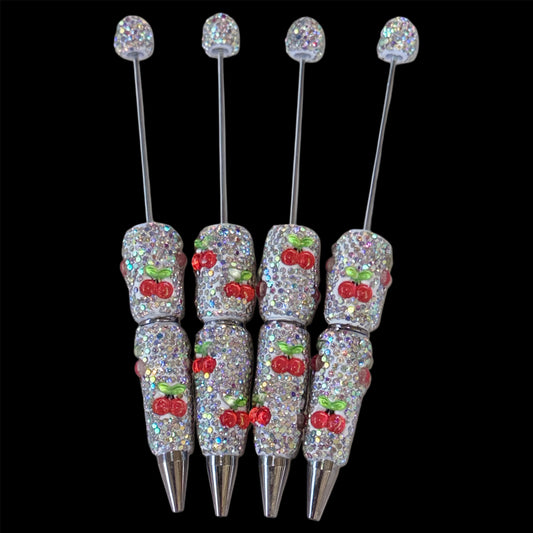 Cherry Rhinestone Bead-able Pens NEW