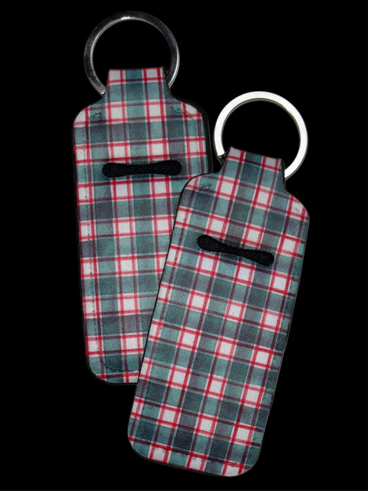 Mini Holiday Gingham - Chapstick Keychain Holder